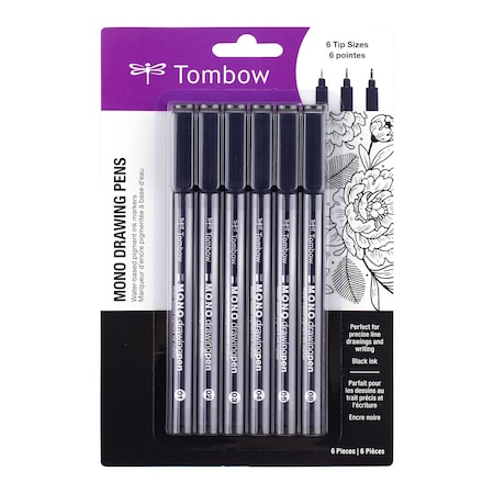 Tombow MONO DRAWING PEN ASSORTED, 6PK 66405 | Zoro
